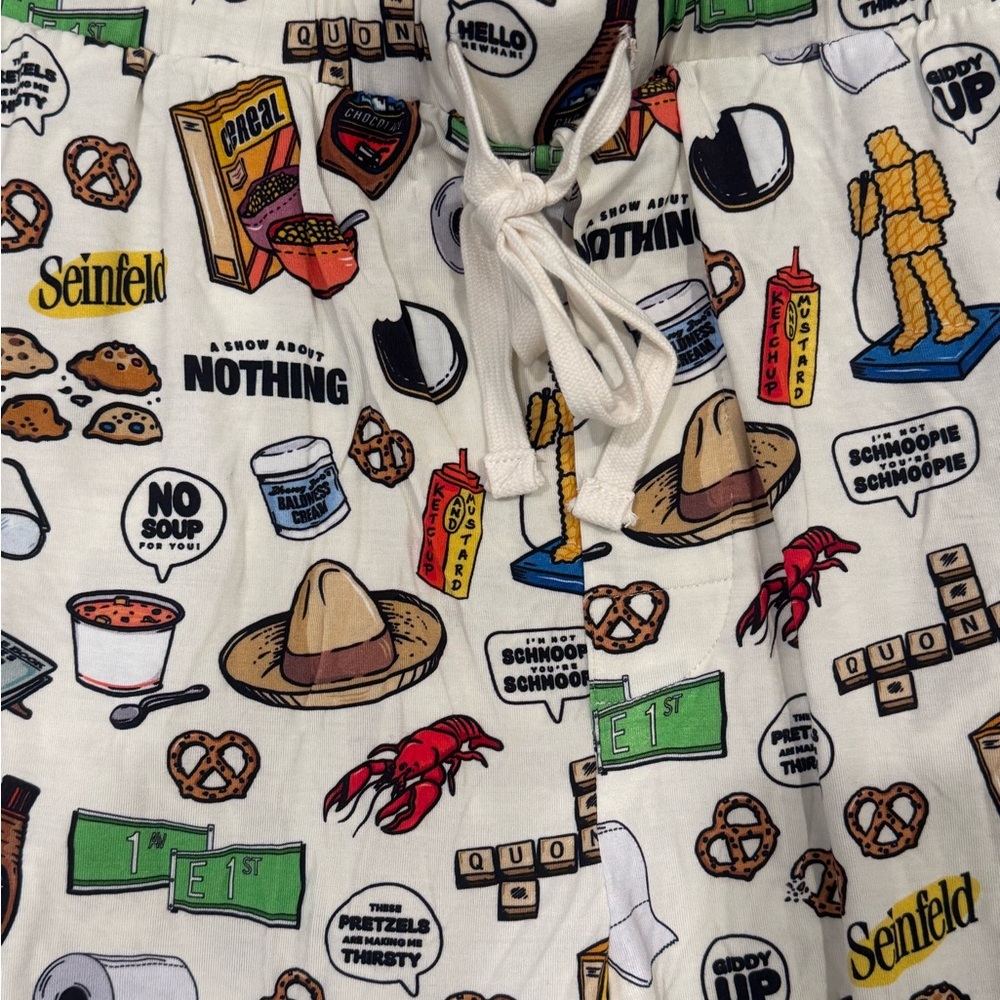 New Posh Peanut Seinfeld Graphic Lounge pants sz S washed, never worn pockets ❤️